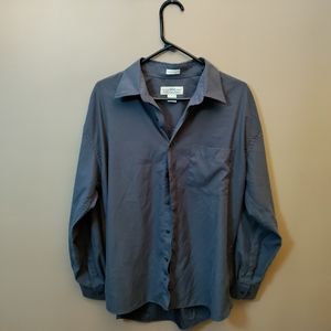 Men's Large Grey/Gray Micro Touch Natural-Issue Button Down Dress Shirt